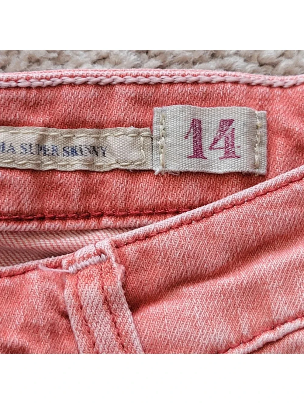 POLO Ralph Lauren Jemma Super Skinny Jeans Girls 14 Reddish Pink Stretch Denim